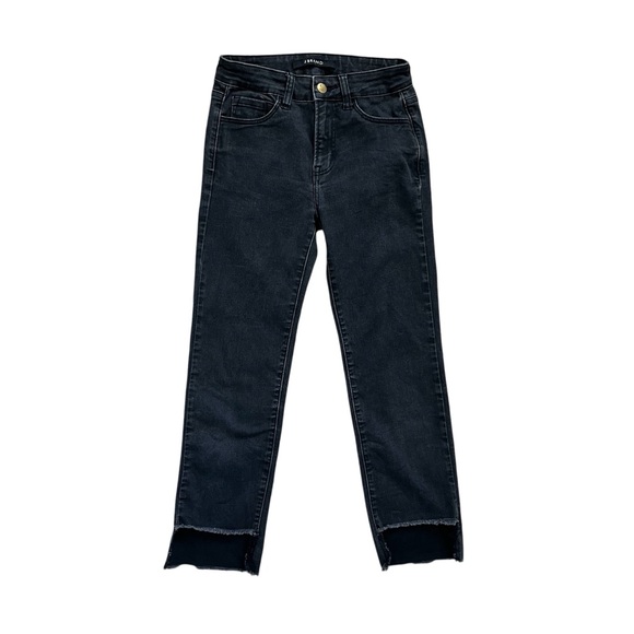 J Brand Washed Black Cropped Skinny Jeans Raw Frayed Ankle Chew Hem Size 25 - Picture 3 of 15